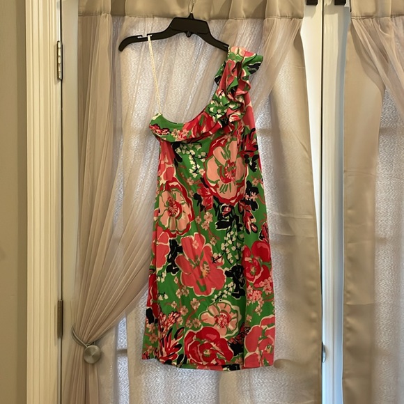 Lilly Pulitzer One Shoulder Ruffle A Thing Called Love Mini Floral Dress Size XS - Picture 3 of 7